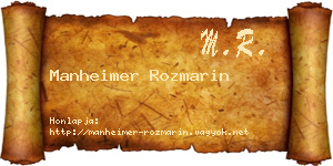 Manheimer Rozmarin névjegykártya